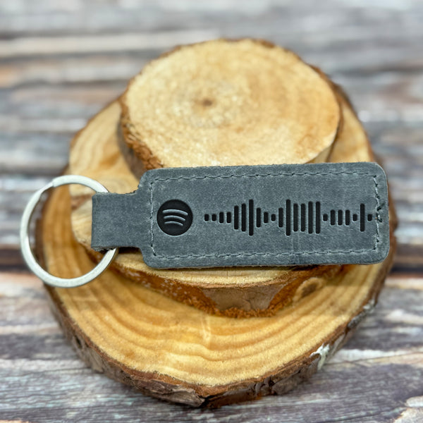 Custom Engraved Leather Keychain – Rectangle