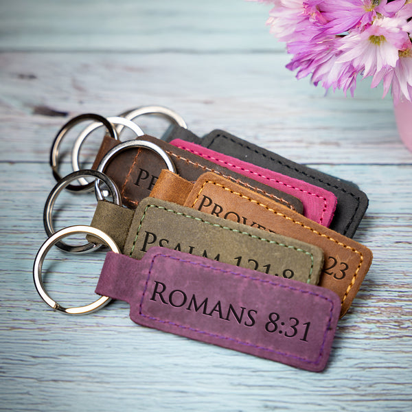 Custom Engraved Leather Keychain – Rectangle