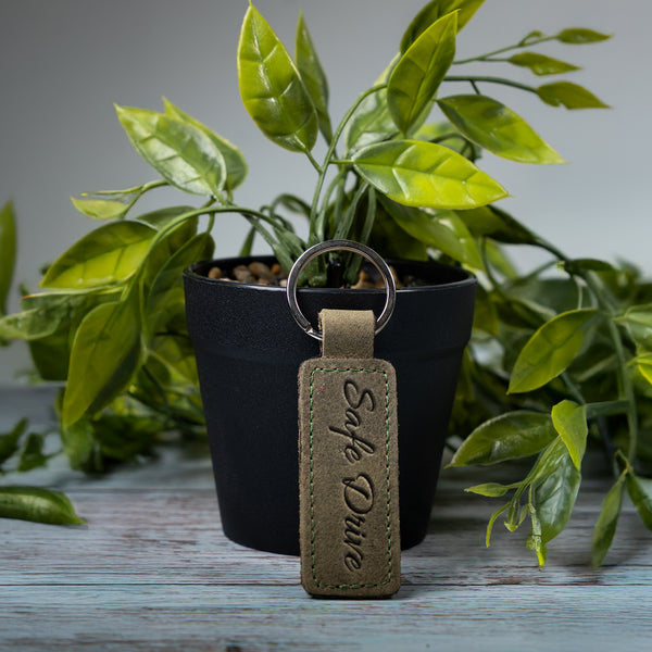 Custom Engraved Leather Keychain – Rectangle