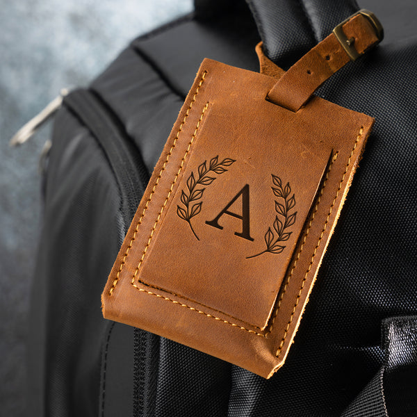 Custom Engraved Leather Luggage Tag