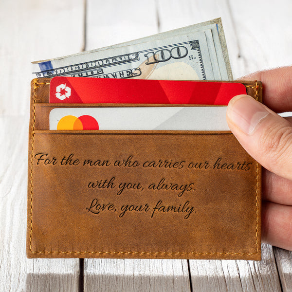Custom Engraved Leather Credit Card Holder