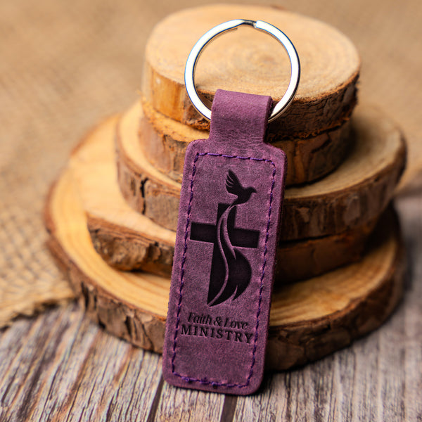 Custom Engraved Leather Keychain – Rectangle