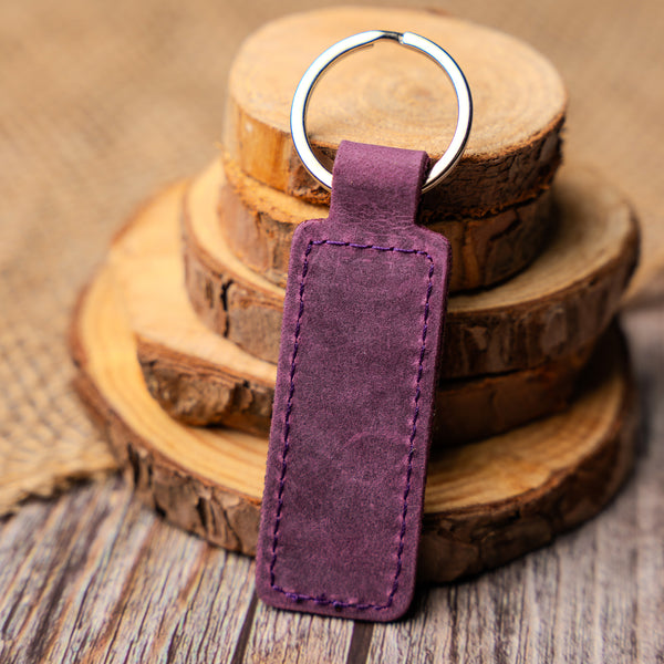 Custom Engraved Leather Keychain – Rectangle